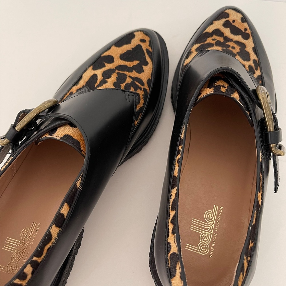Belle by Sigerson Morrison Leopard shoes creepers pointy toe flats loafers punk - Picture 11 of 13